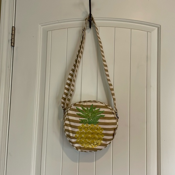 Sun N Sand Handbags - Sun N Sand accessories tan/white stripped purse with Pineapple design